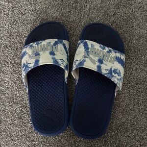 PUMA Blue and White Slide Sandals